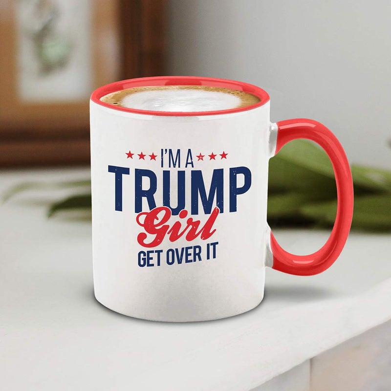 Shop4Ever I'm a Trump Girl Get Over It Ceramic Coffee Mug Tea Cup Gift for Her 11 oz. (Red Handle) - Image 4